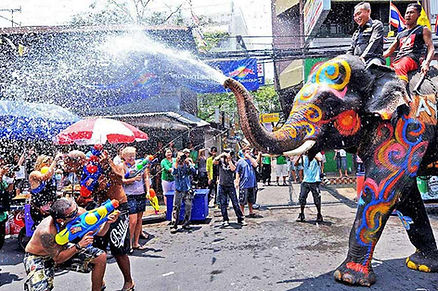 colorful water festival in thailand